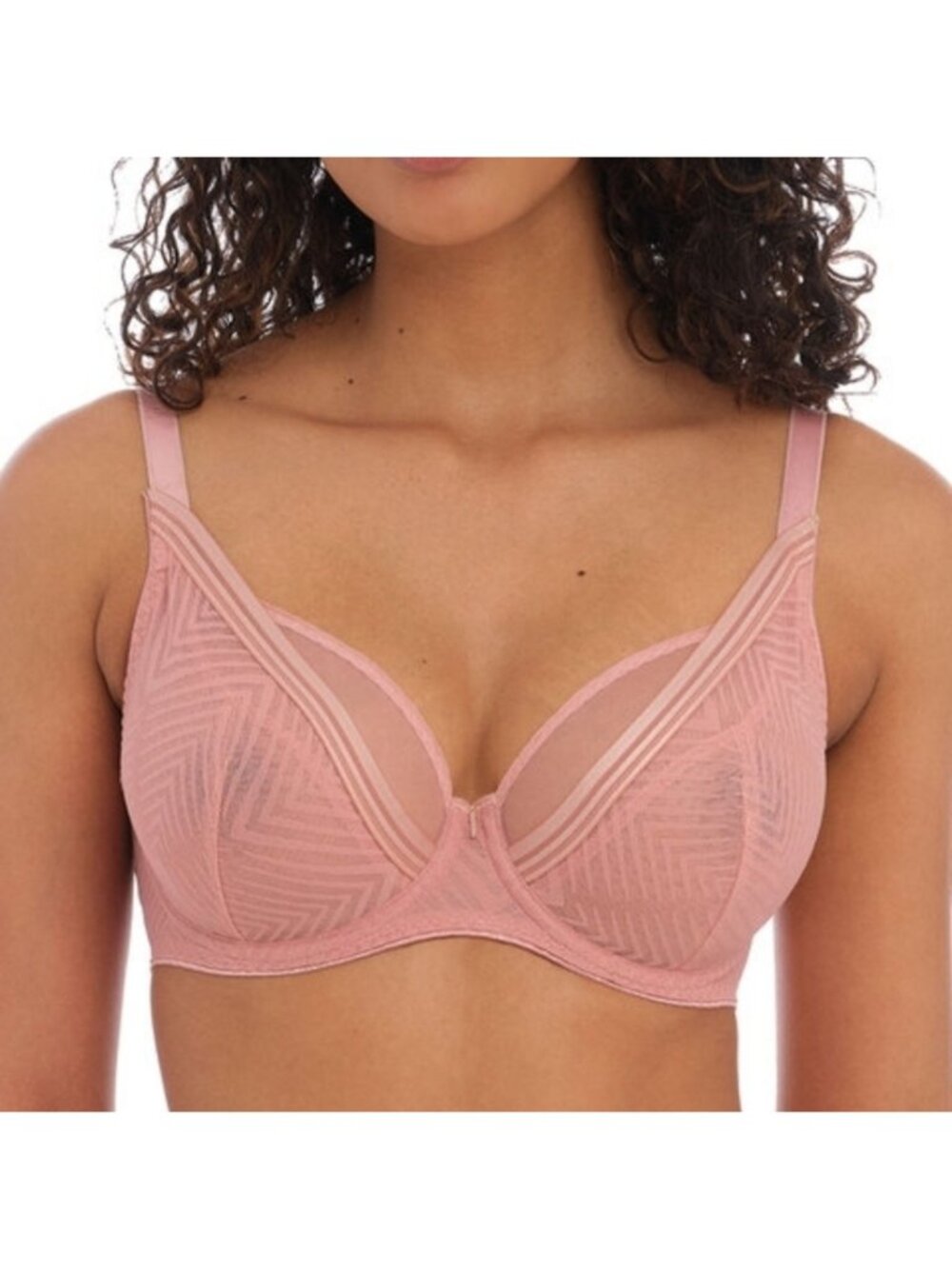 Freya Tailored High Apex Bra Ash Rose Pink Underwire Unpadded Mesh Size 30D 4011